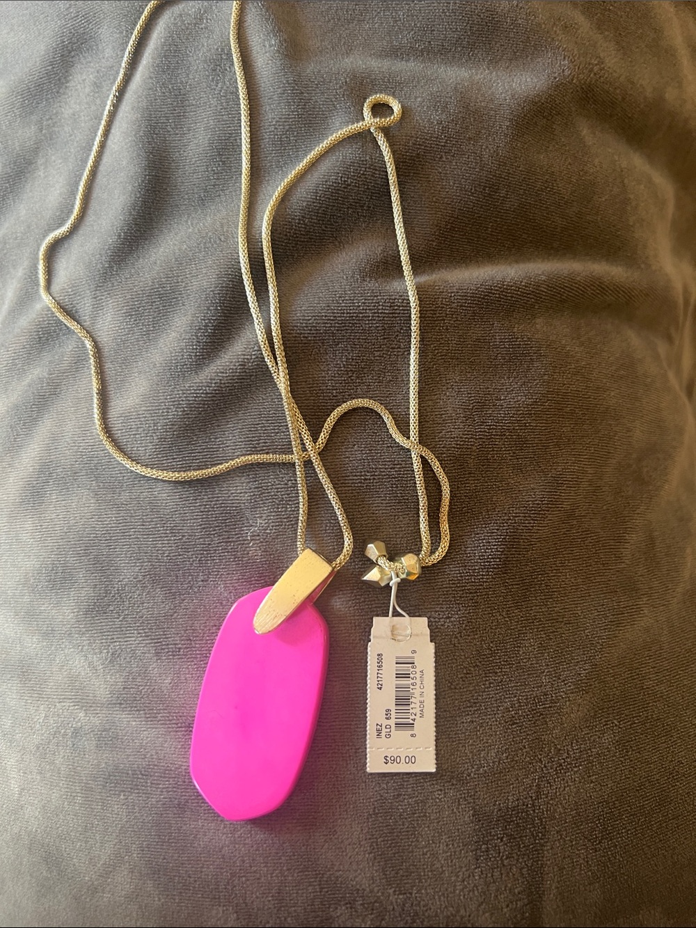 Kendra Scott Gold Necklace with Hot Pink Pendant